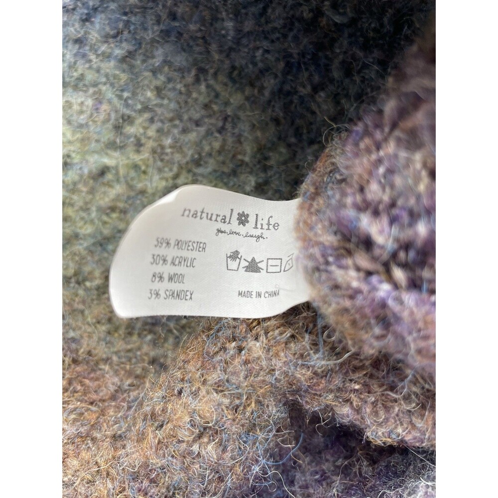 Natural Life V-Neck Sweater Ombré Blue Green Purple XL Boho Chunky Wool Blend - Picture 6 of 8